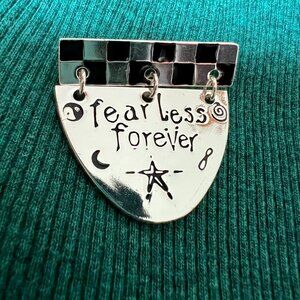 Beautiful Vintage Signed “Fear Less Forever” Pin & Gift Box